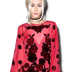 For Love and Lemons Floral Velvet Mini Dress